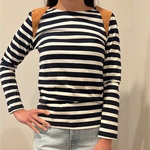 J. Crew Navy and White Striped Top